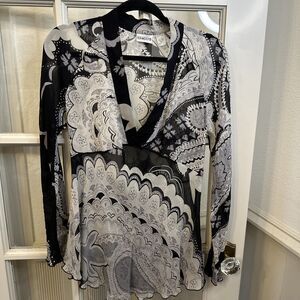 Chicos Blouse 100% Silk Lightweight Floral V-neck Womens L